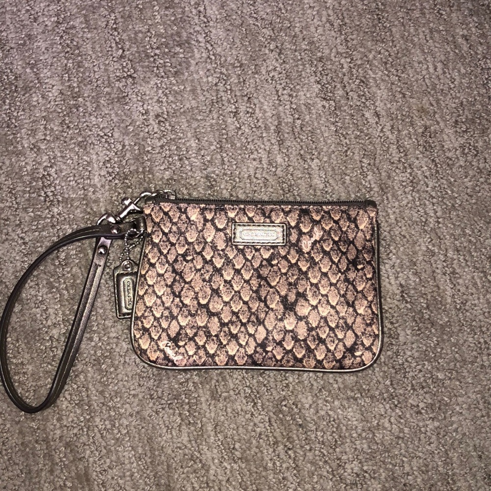 Coach snake print zip up clutch